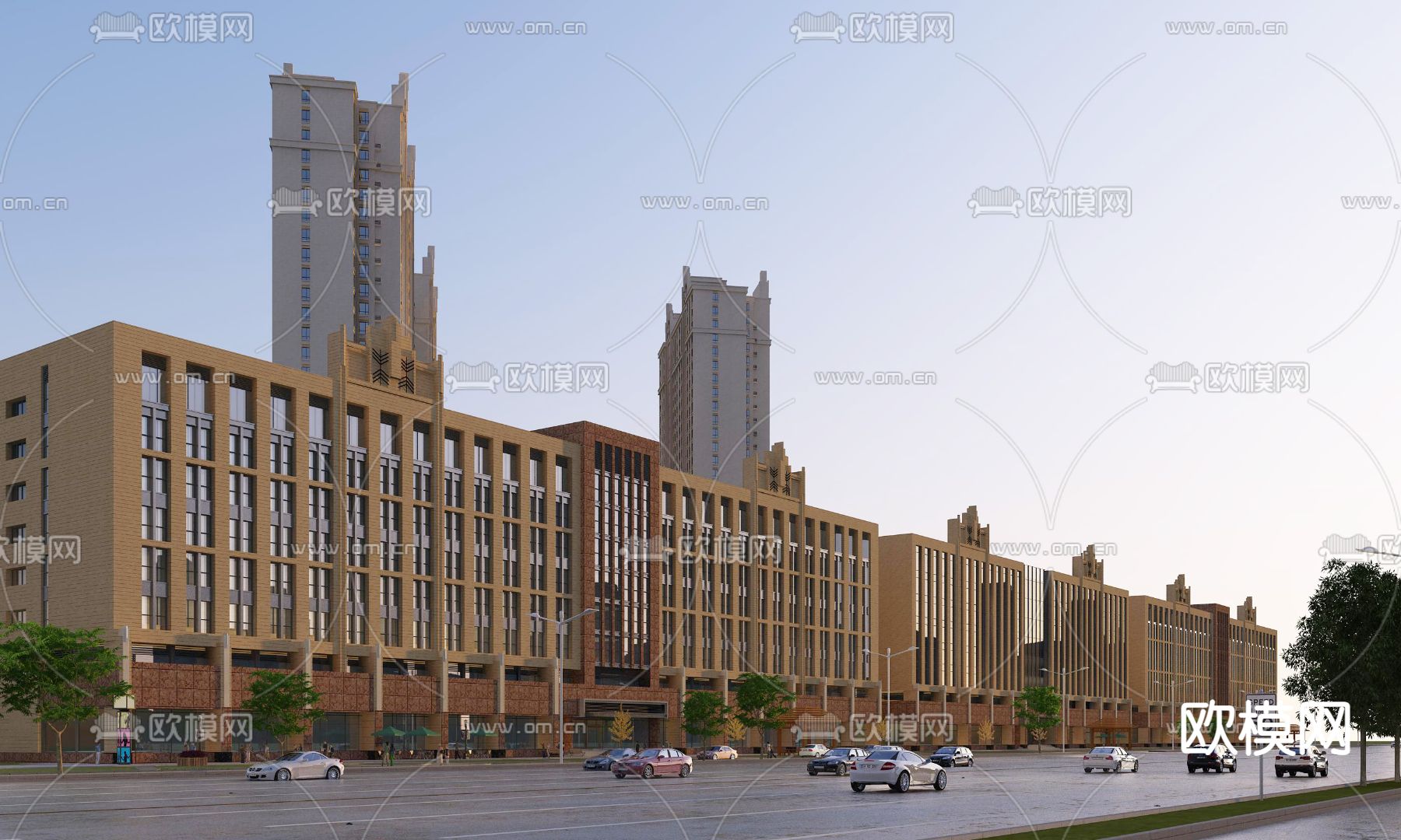 欧式商业住宅楼外观3d模型下载