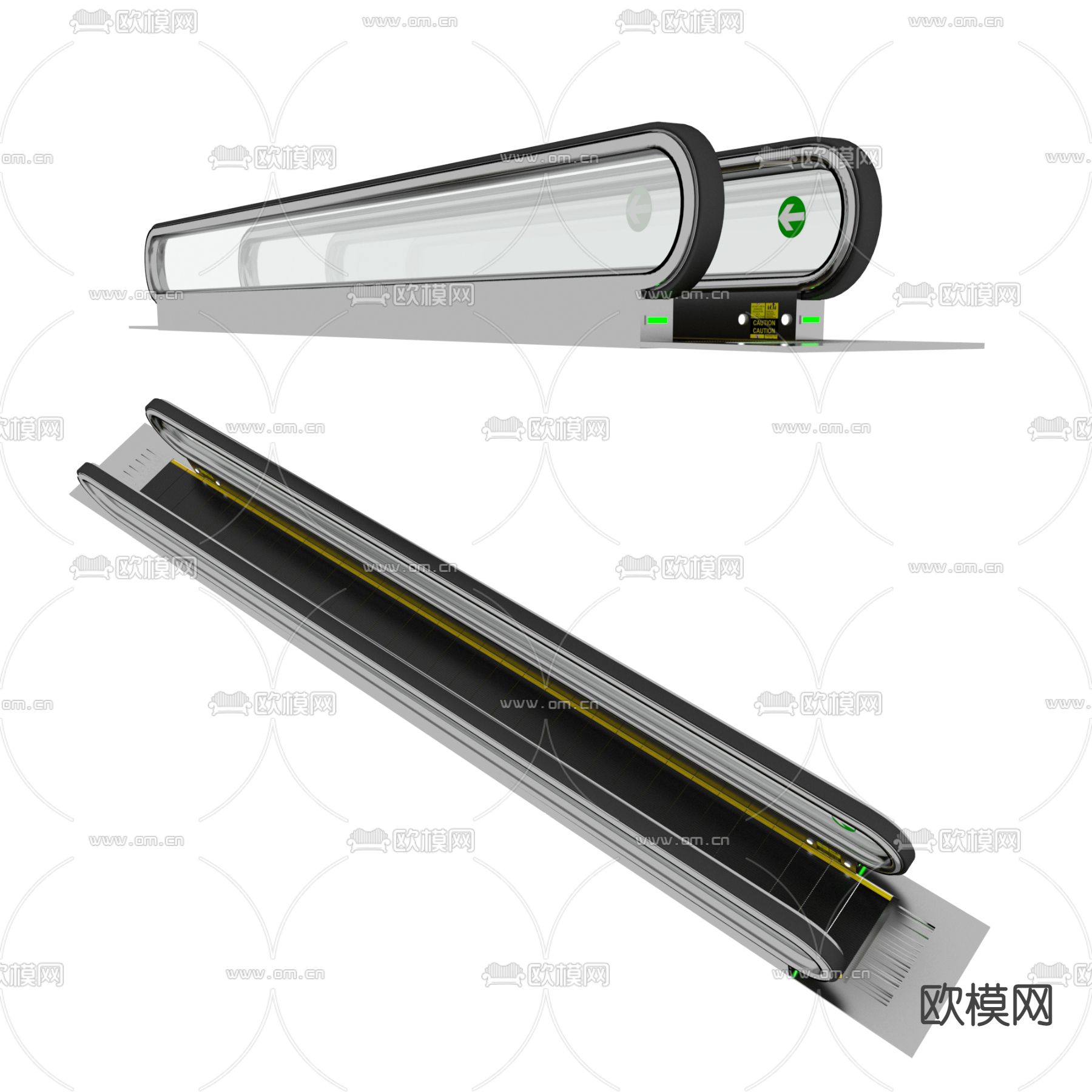 现代自动人行道电梯3d模型下载