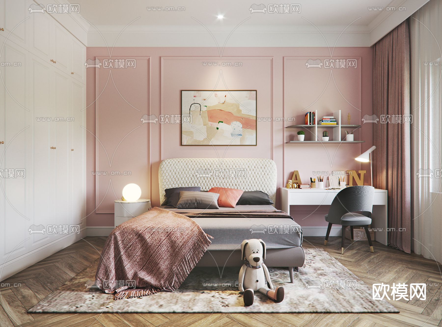 现代女儿房su模型