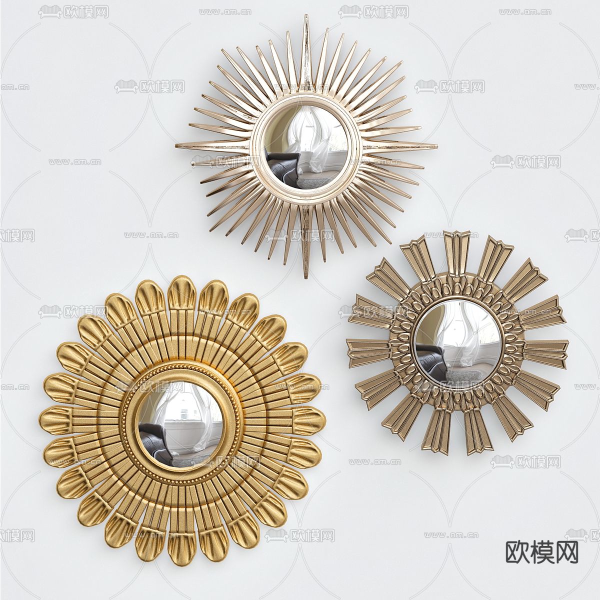 简欧镜子装饰镜3d模型下载
