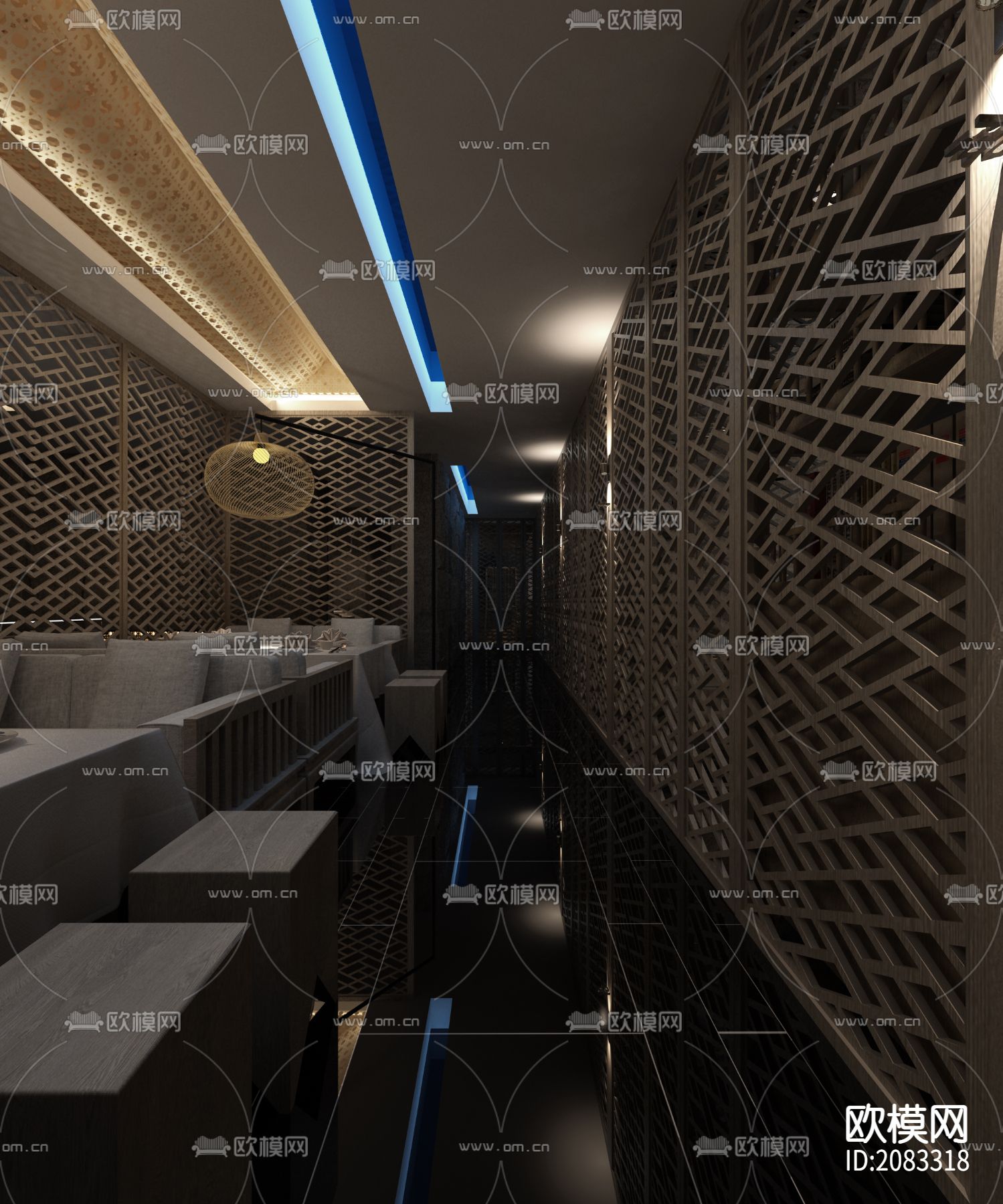 素食馆亮图方案+CAD施工图下载（渲染图6）