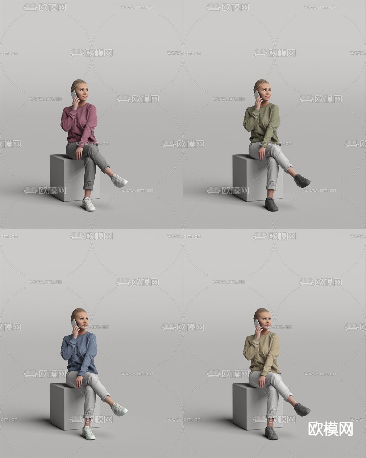 现代女性人物3d模型下载