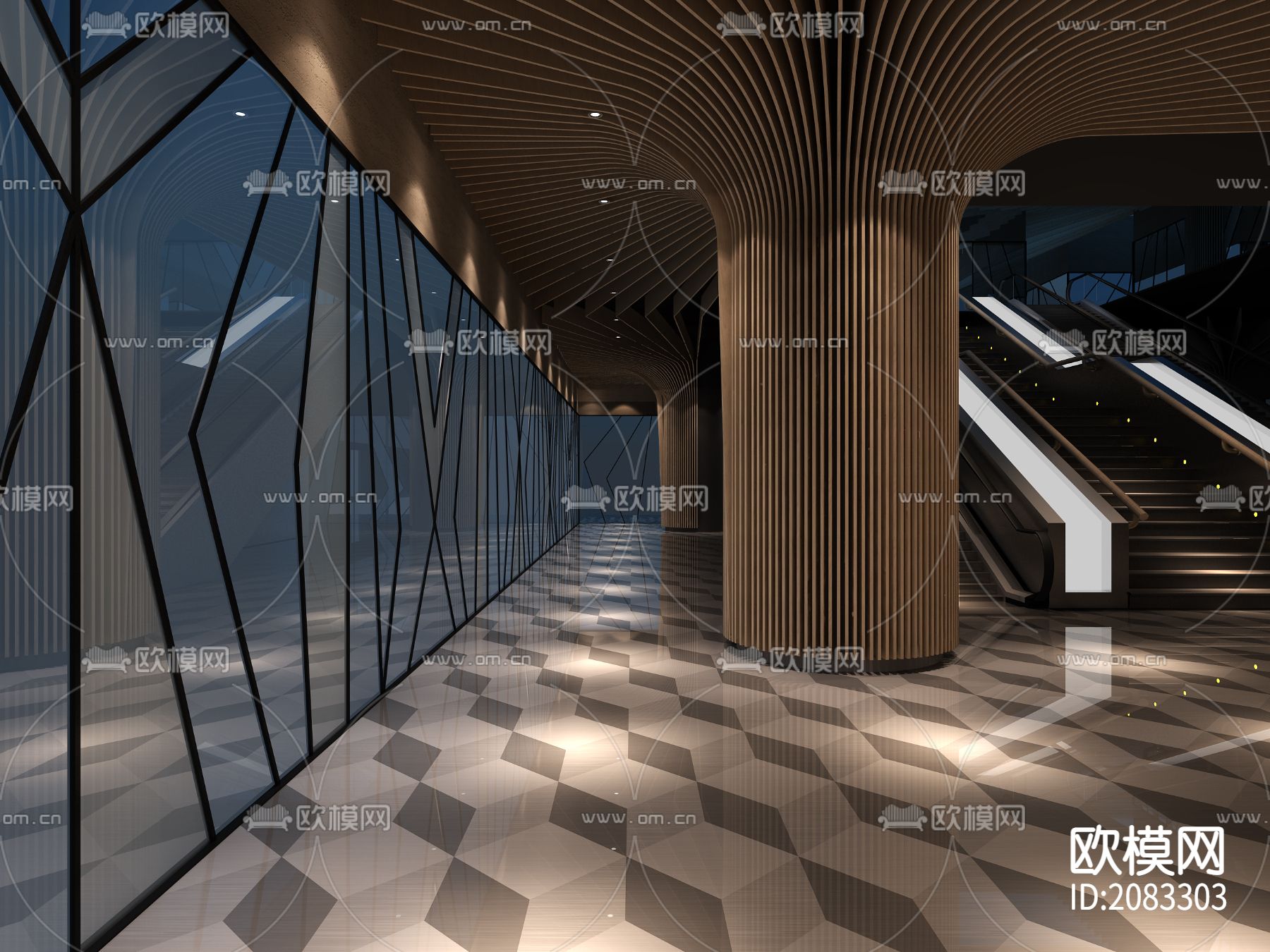 新世纪餐饮广场方案+CAD施工图下载（渲染图3）