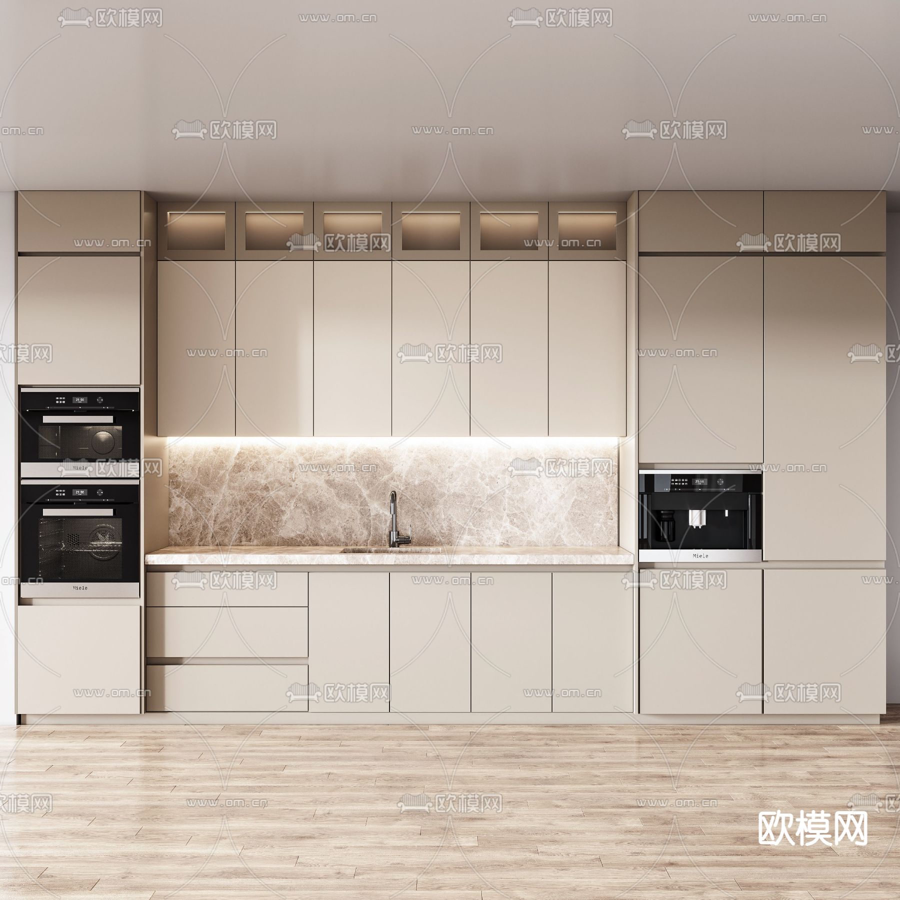 现代橱柜中岛柜3d模型下载（渲染图3）