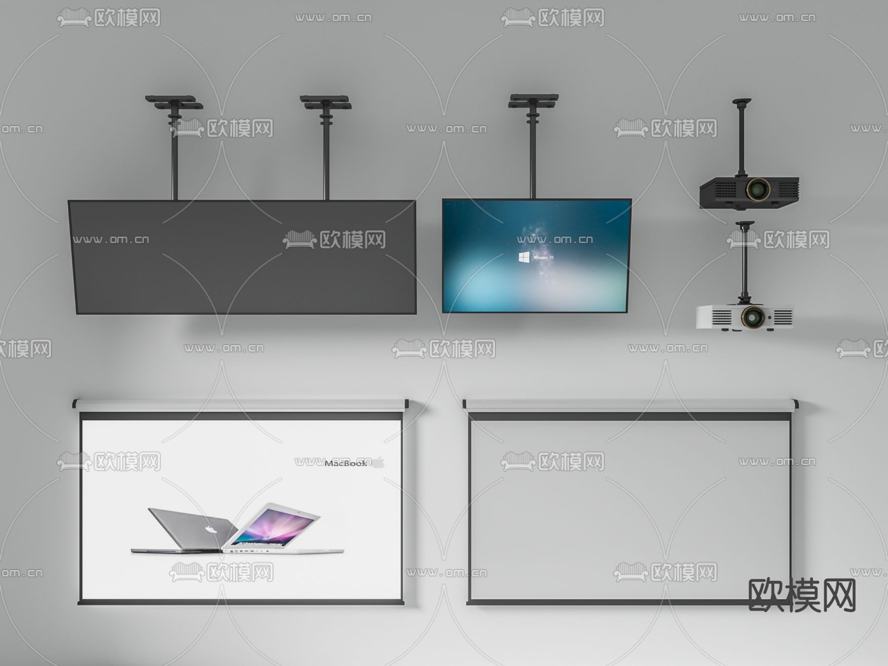 现代电视机投影仪3d模型下载