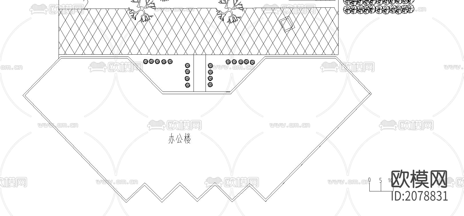 西方现代园林设计CAD平面图下载（渲染图1）
