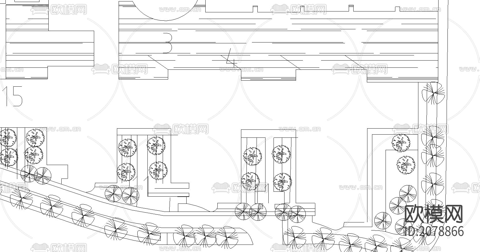 西现代园林设计CAD平面图下载（渲染图1）