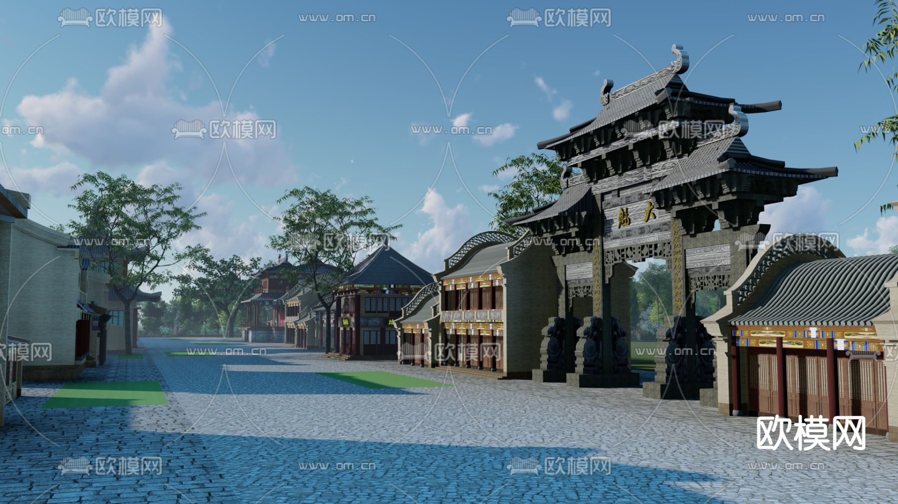 中式商业街su模型