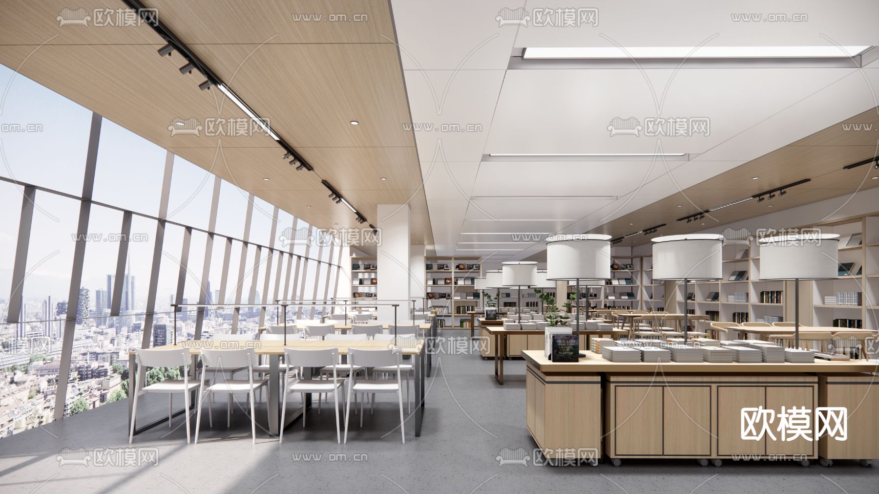 现代图书馆su模型下载（渲染图1）
