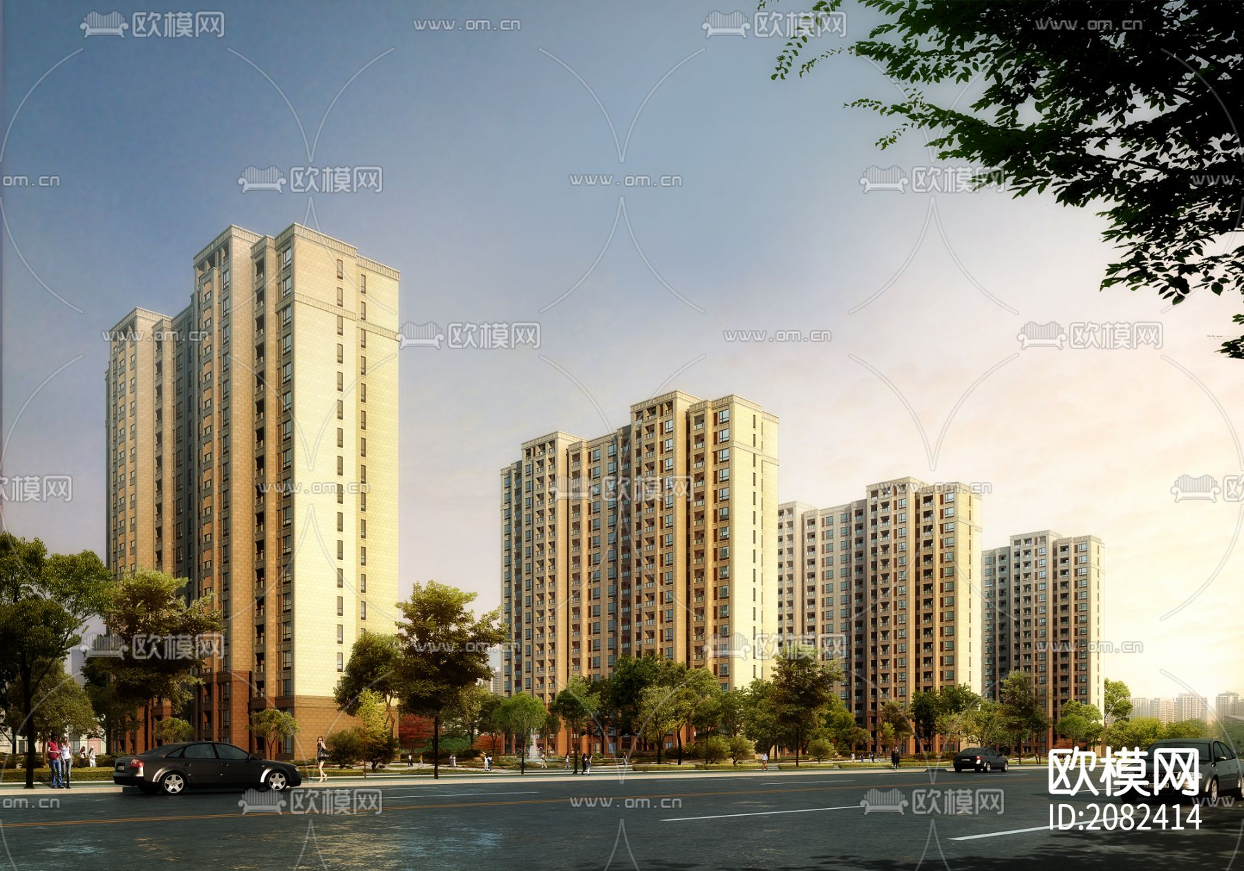 欧陆风格居住区建筑全套CAD施工图下载（渲染图2）