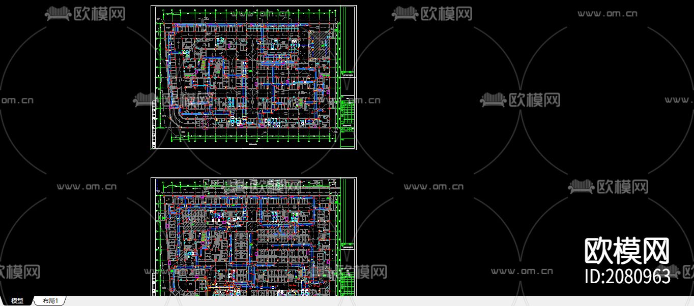 抗震支架CAD图纸下载（渲染图2）