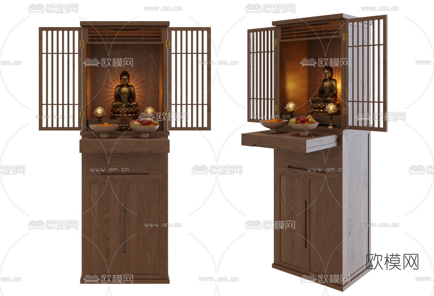 新中式佛龛3d模型下载（渲染图1）