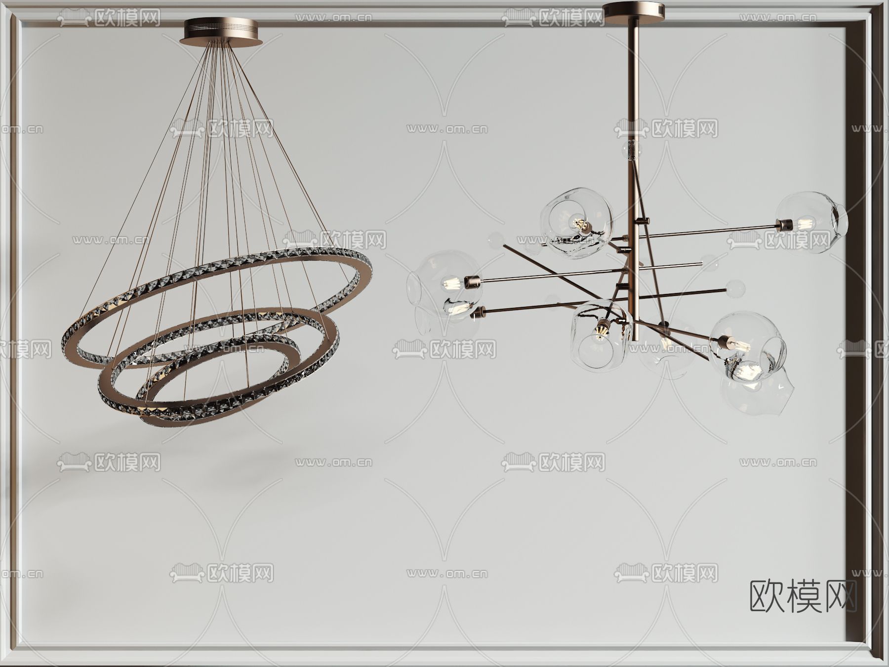 现代轻奢金属吊灯3d模型下载