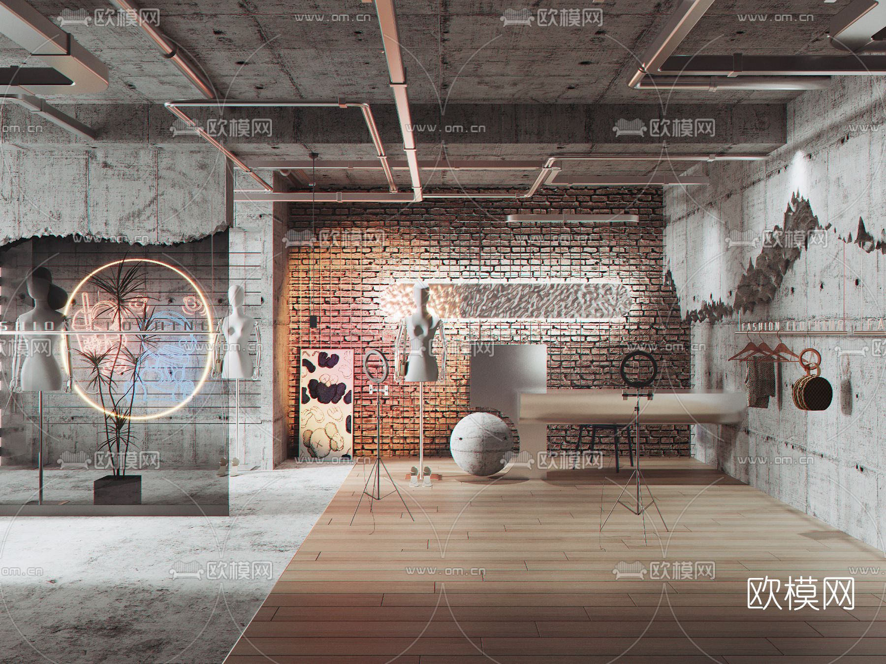 工业风直播间3d模型下载