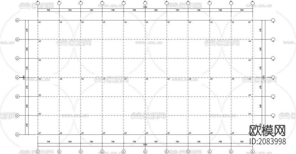 某公司40米×75米钢结构厂房CAD施工图下载(渲染图1)