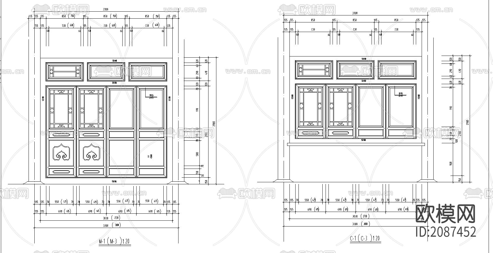 中国古建四合院CAD施工图下载（渲染图2）
