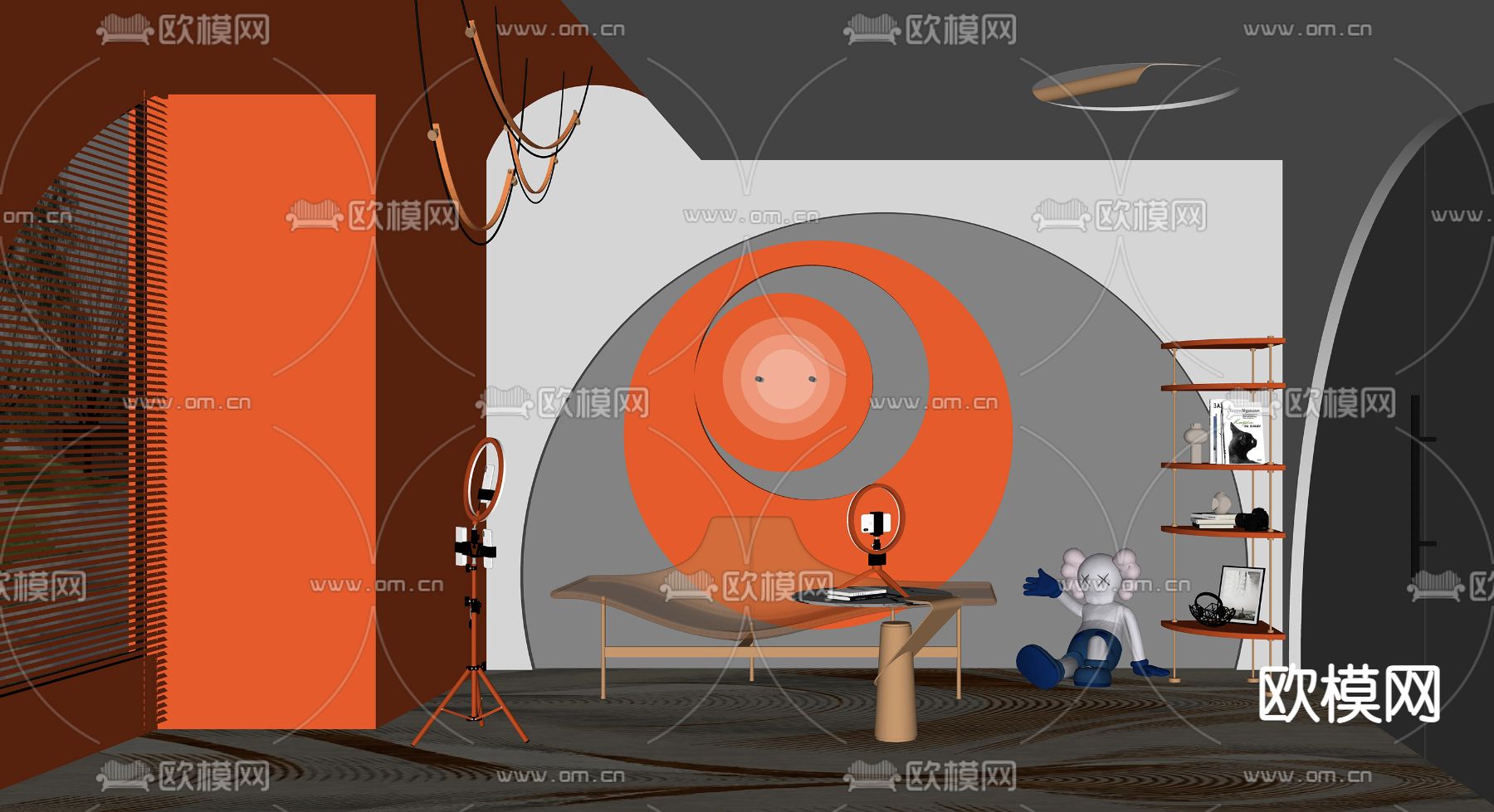 现代网红直播间su模型下载（渲染图2）
