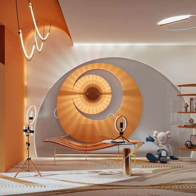  现代网红直播间su模型 