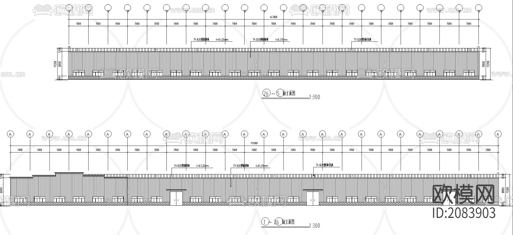 某公司厂房工程CAD施工图下载（渲染图7）