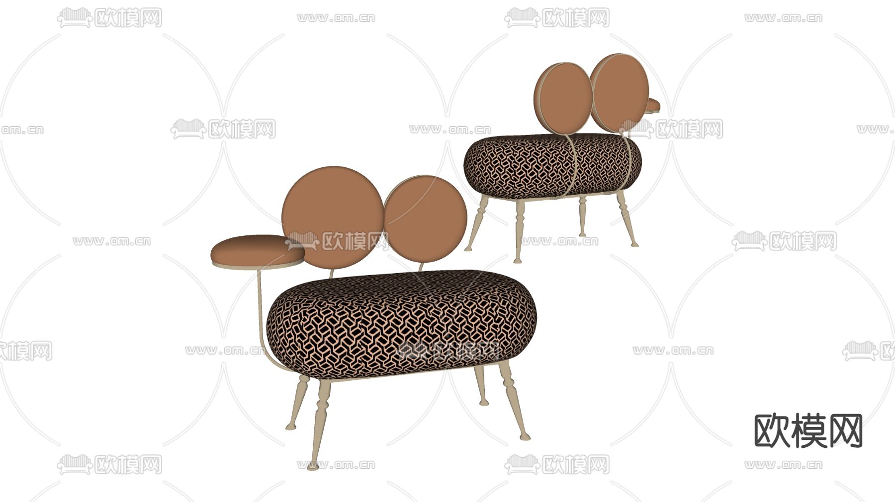 简欧休闲沙发su模型下载（渲染图2）
