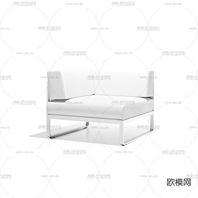 现代简约皮革不锈钢单人沙发免费3d模型下载