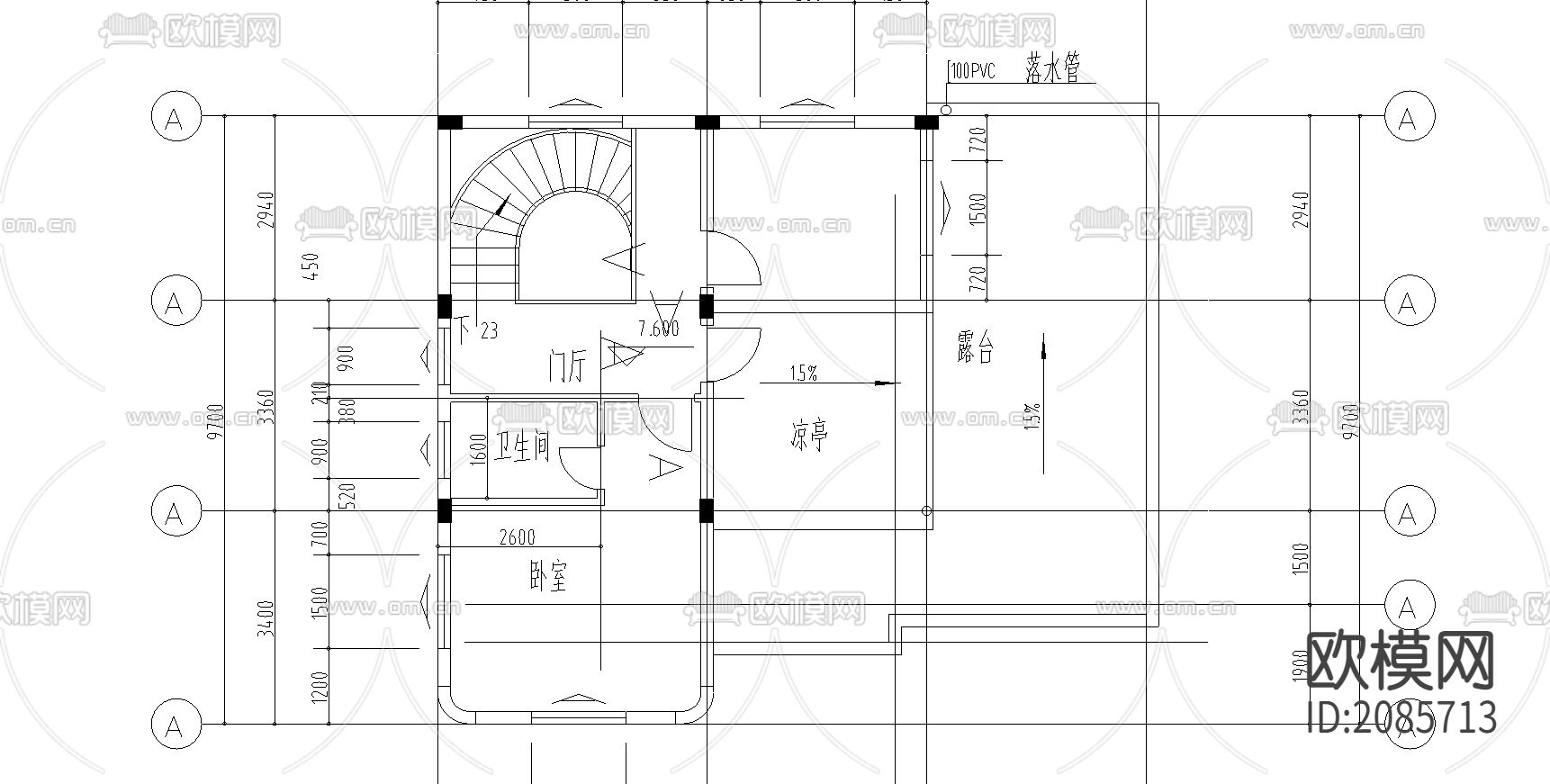 农村住宅设计CAD平面图下载（渲染图4）