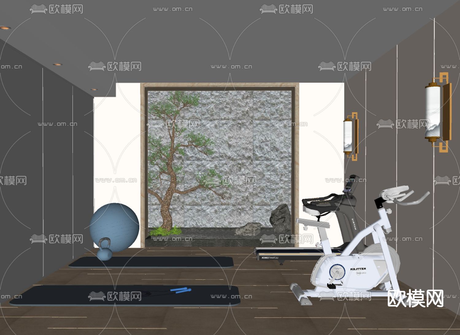 现代健身房su模型