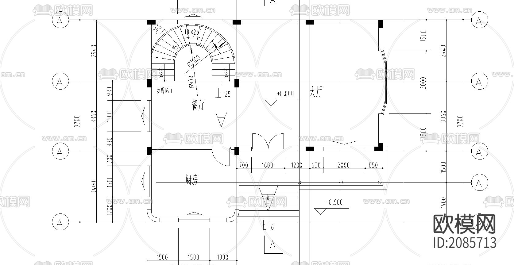 农村住宅设计CAD平面图下载（渲染图1）