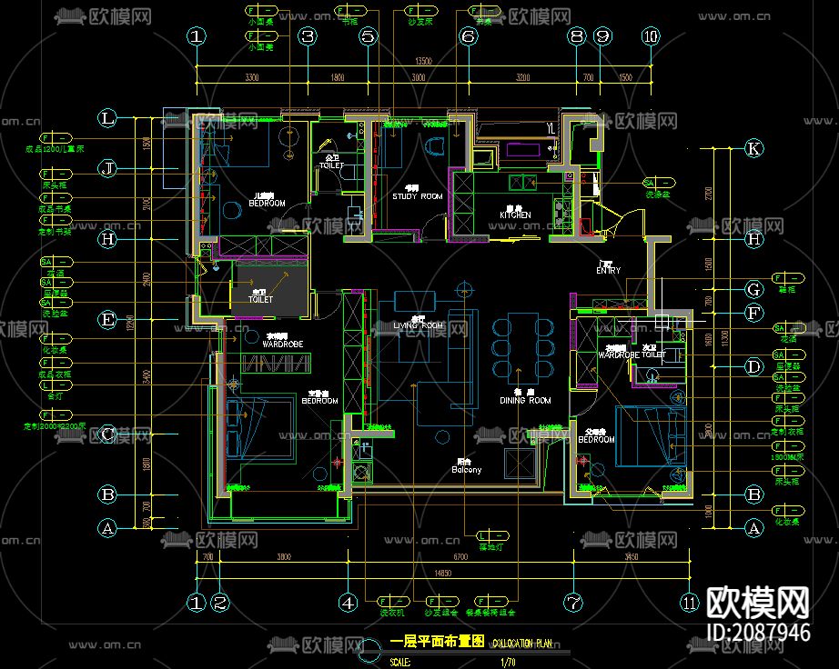 翡翠东方全套CAD施工图下载（渲染图1）