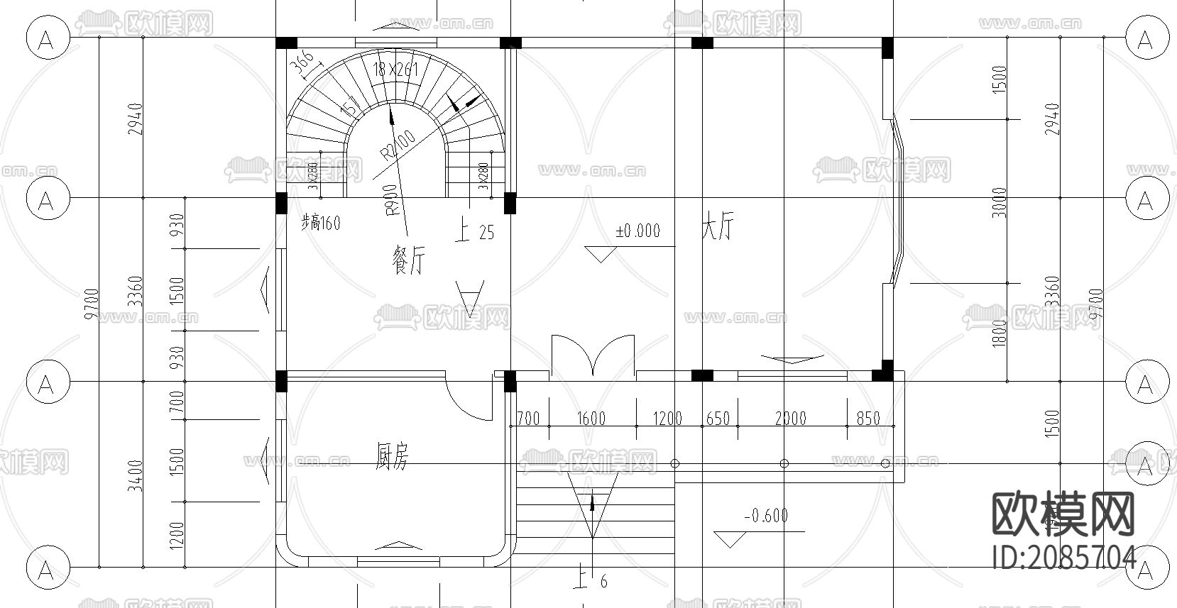 农村住宅方案CAD平面图下载（渲染图1）
