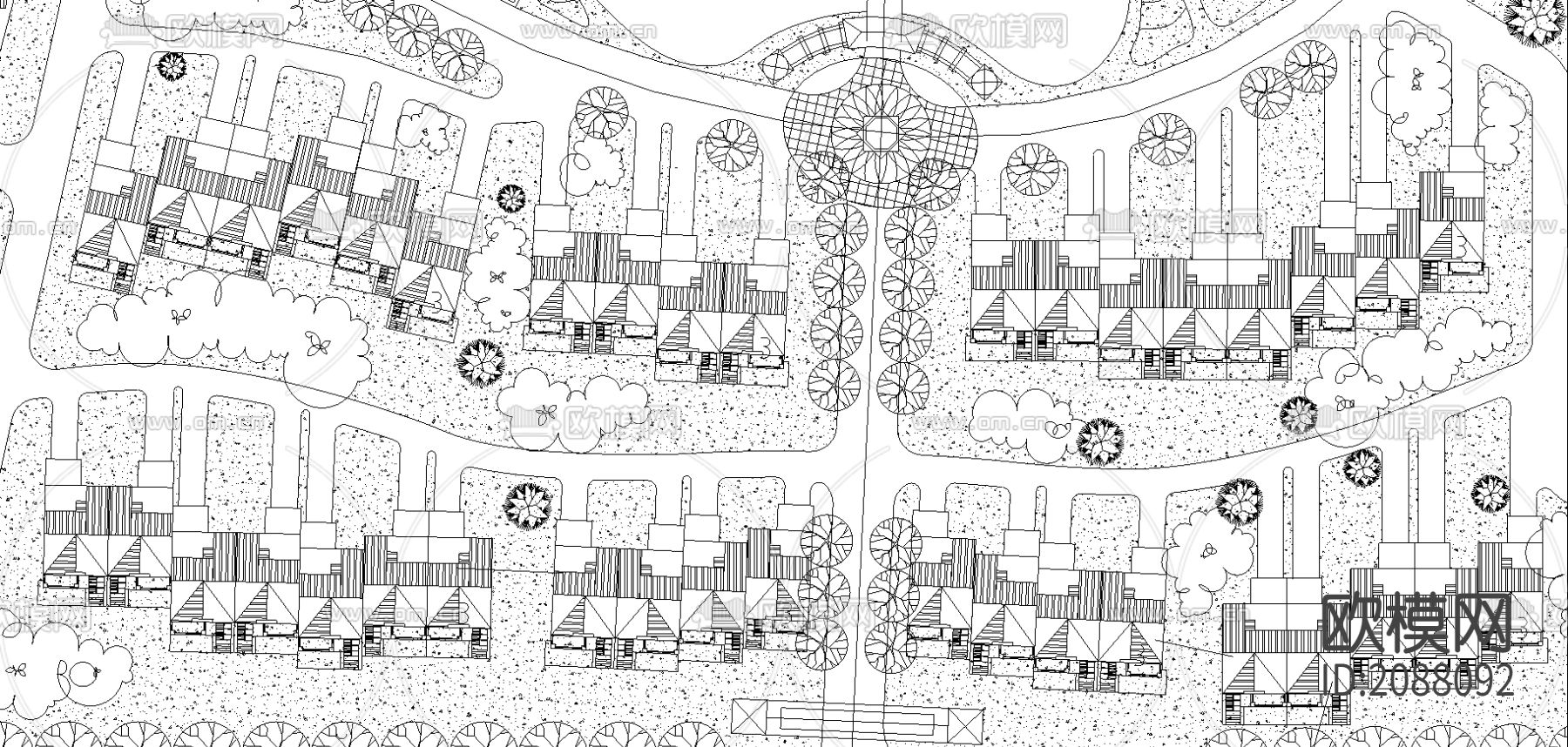 多层小区规划CAD平面图下载（渲染图2）