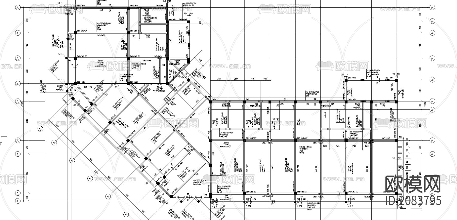 四层砼框架办公楼结构CAD施工图下载（渲染图5）