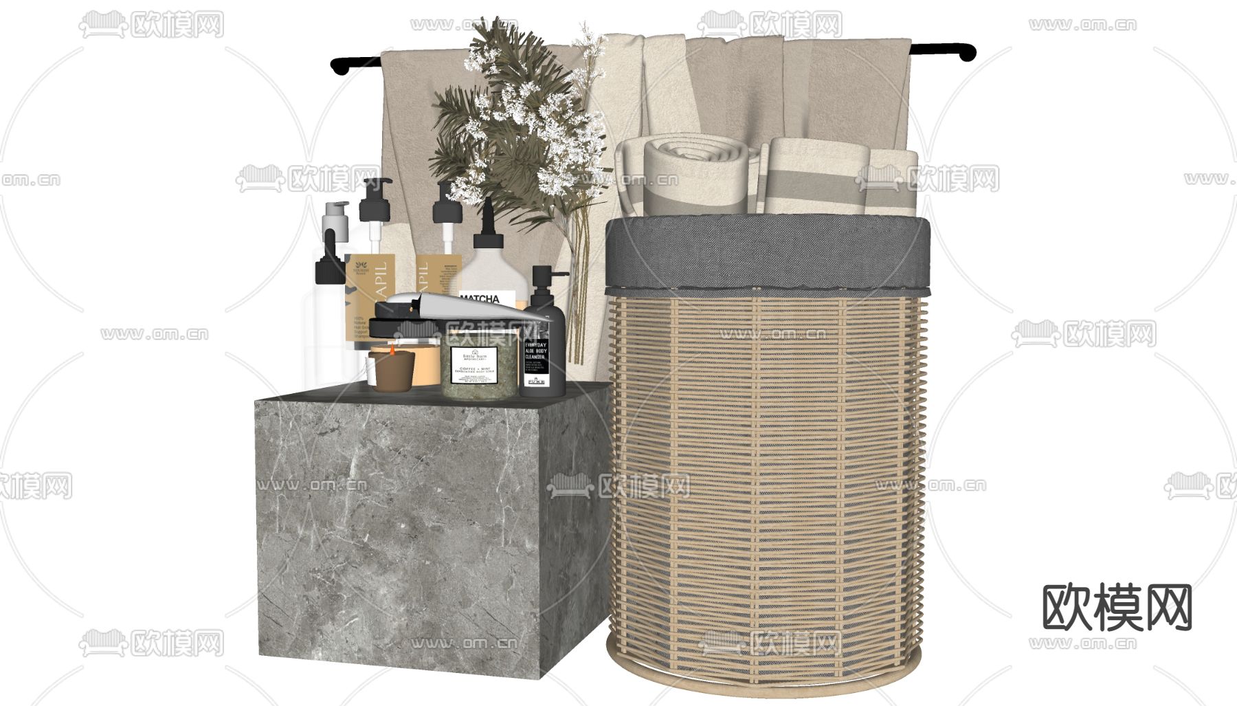 侘寂风洗浴用品su模型下载（渲染图2）