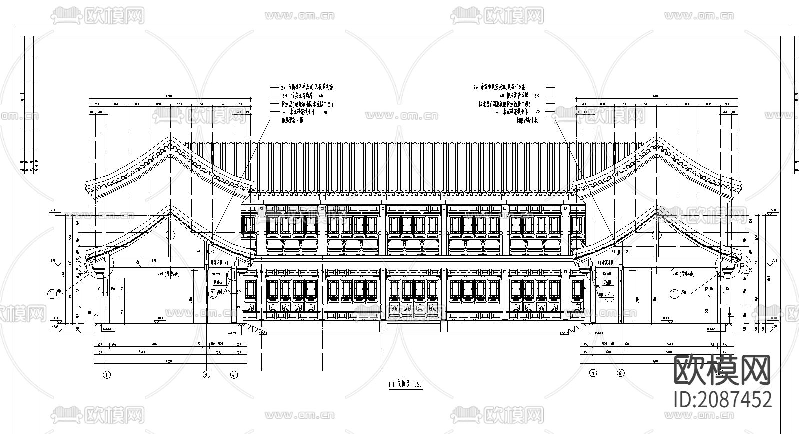 中国古建四合院CAD施工图下载（渲染图4）