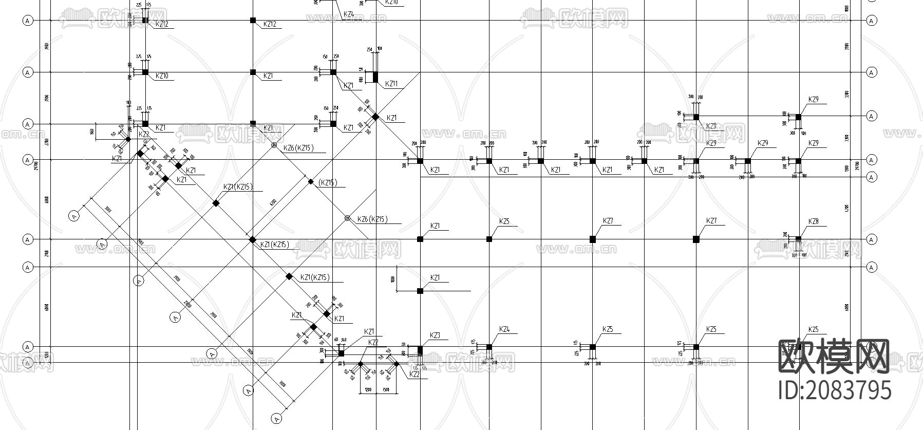 四层砼框架办公楼结构CAD施工图下载（渲染图6）