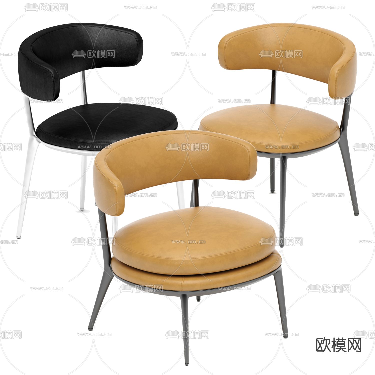 B&B italia 现代皮革休闲椅3d模型下载（渲染图2）