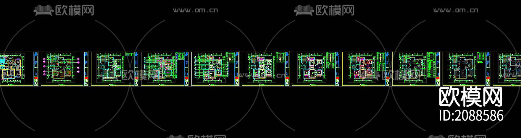 瑞公馆130平CAD施工图下载（渲染图1）