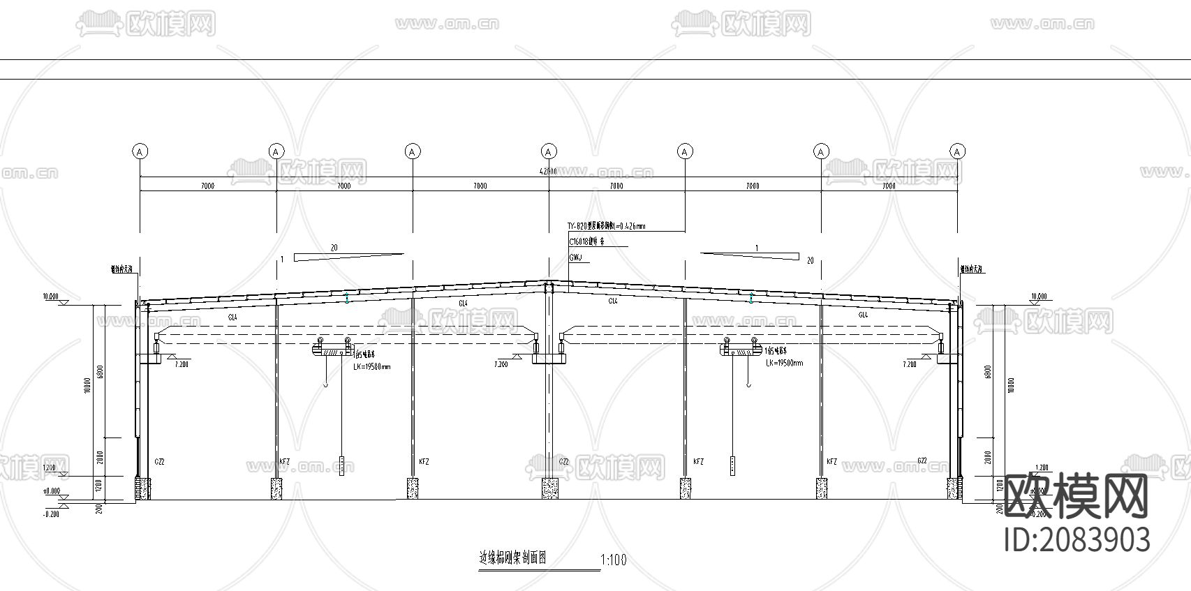 某公司厂房工程CAD施工图下载（渲染图3）