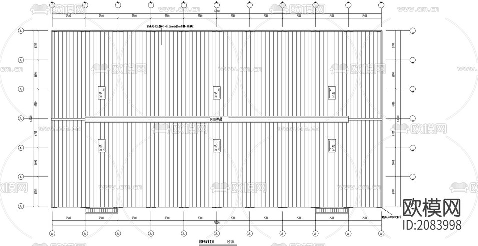 某公司40米×75米钢结构厂房CAD施工图下载(渲染图8)