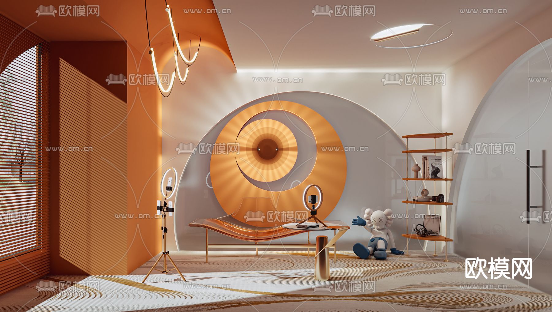 现代网红直播间su模型下载（渲染图1）