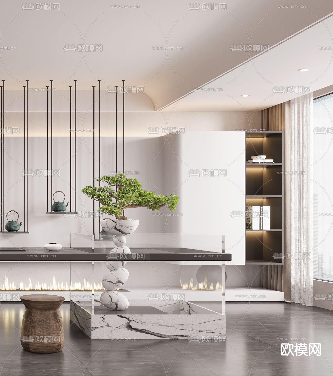 现代茶室3d模型下载（渲染图2）