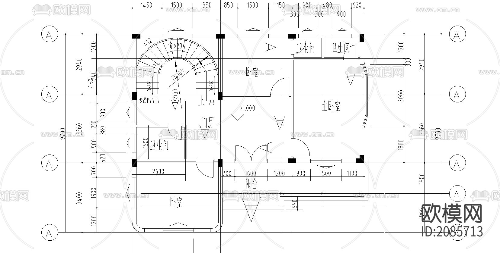 农村住宅设计CAD平面图下载（渲染图2）
