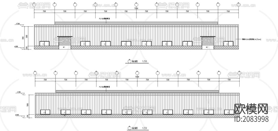 某公司40米×75米钢结构厂房CAD施工图下载(渲染图9)