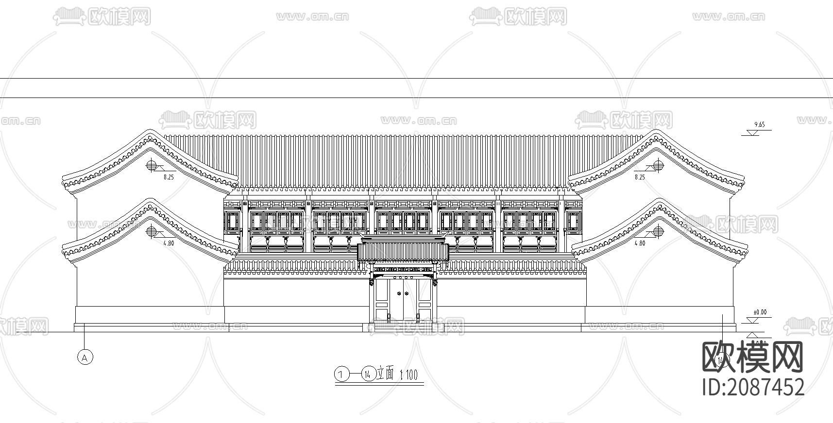 中国古建四合院CAD施工图下载（渲染图3）