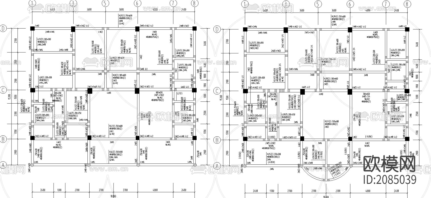 异形柱整套完整结CAD施工图下载（渲染图6）