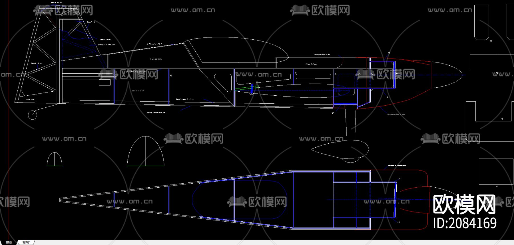 战斗机图纸CAD详图下载（渲染图1）