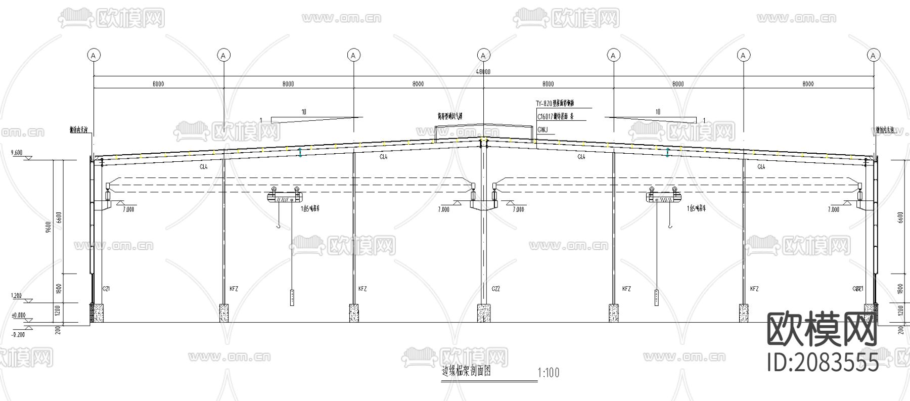某公司48厂房工程CAD施工图下载（渲染图1）