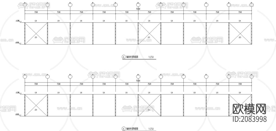 某公司40米×75米钢结构厂房CAD施工图下载(渲染图3)