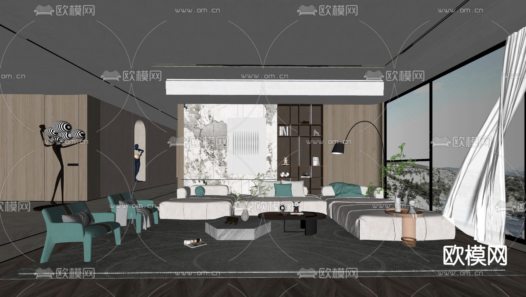 现代客厅su模型