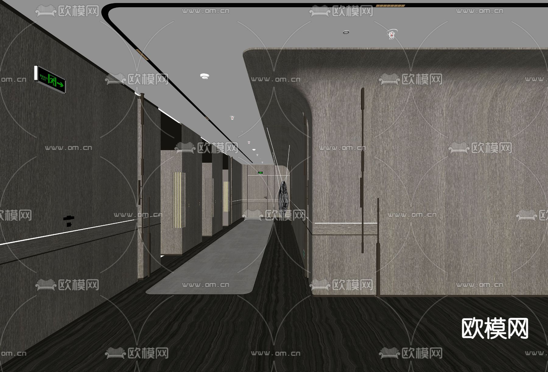 现代酒店电梯间su模型